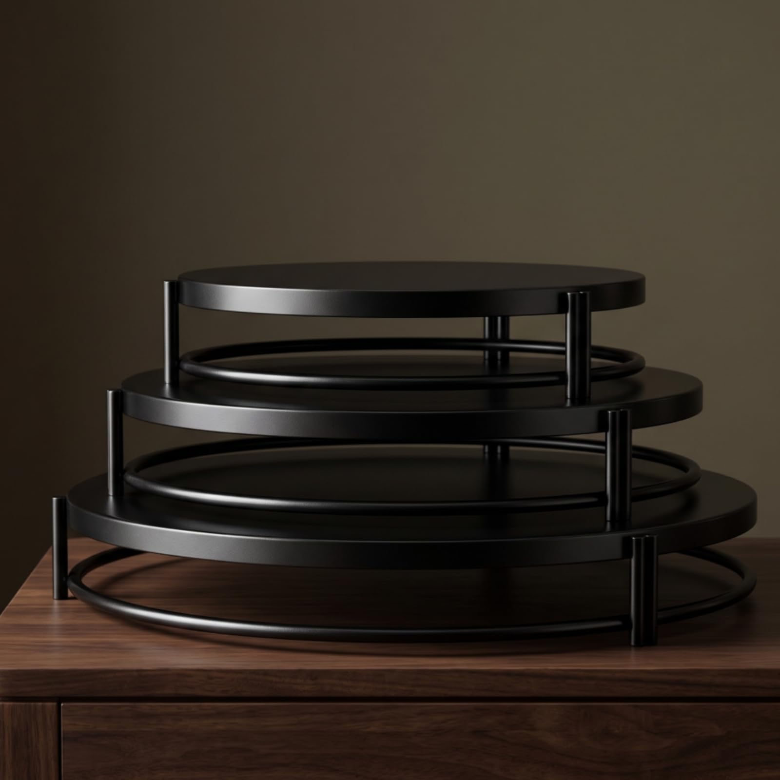 Étagère à Gâteaux en Fer Forgé avec Triple Niveau Circulaire et Construction Robuste pour sserts Tartes Petits Fours Adapté aux Anniversaires Cocktails Buffets, Blanc