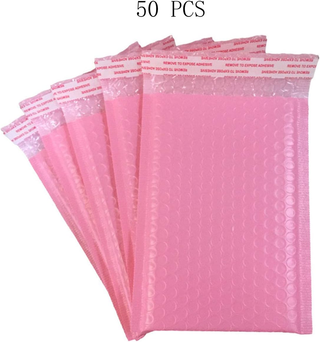 50 Pack 5x7 Inches Small Pink Poly Bubble Lined Mailers Padded Shipping Envelopes Self Seal Mailer Waterproof, Shockproof and Dustproof (Pink 5x7 Inches-50pcs)