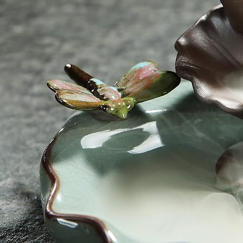 Miniatura 3 de Quemador de incienso de rana de arena morada con reflujo, lindo incienso con libélula para decoración del hogar (J43)