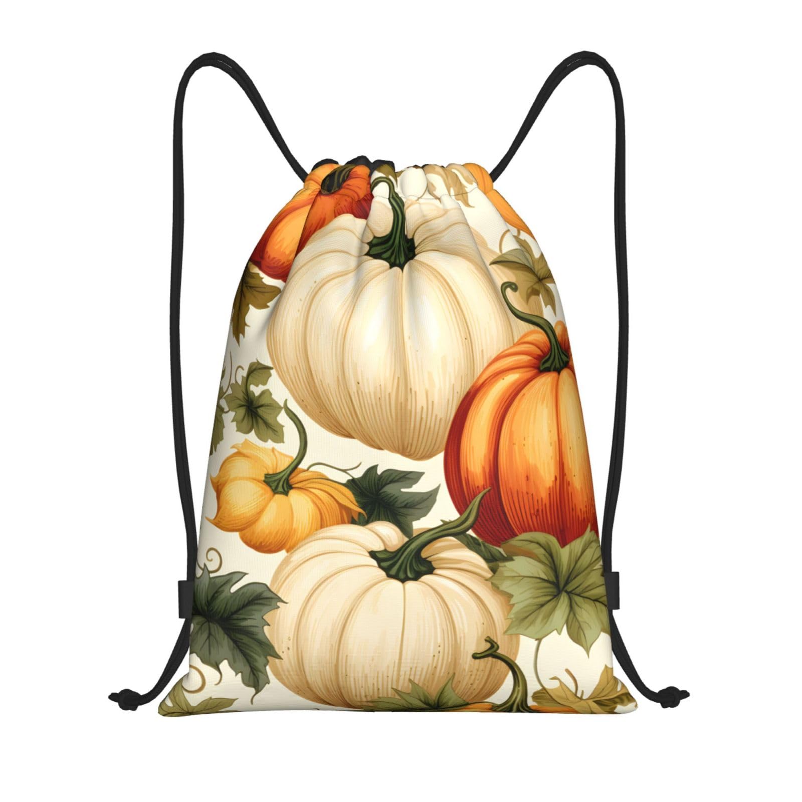 Drawstring Gym Bag for Men/Women,Fall Harvest Pumpkins Thanksgiving Draw String Back Bag Sports Gym Beach Swim Backpack