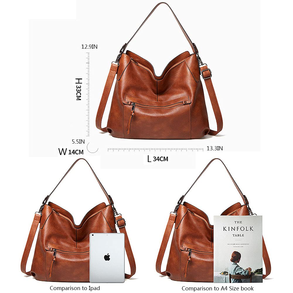 Damskie torebki PU wegańska skóra hobby torba na ramię moda torebka sakiewka torba crossbody, Czarny, Medium