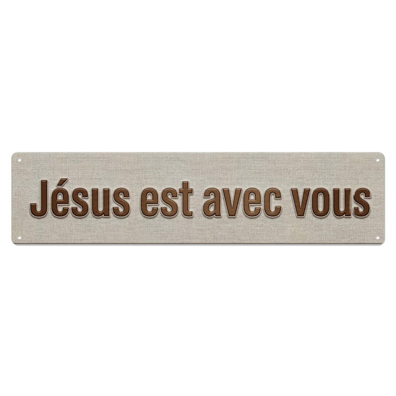 Jesus Avec Vous Spiritual Holy 1 Metal Tin Skinny Sign Plaque Wall Decor for Cafe, Club Bar, Office, Home Garden Metal Poster 4x16Inch
