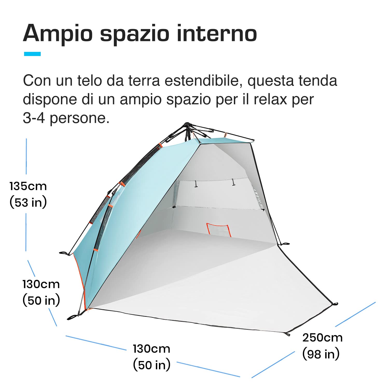 Active Era Tenda da Spiaggia di Lusso - Tenda da Sole per 3-4 Persone con Tecnologia Easy Pitch e Protezione Solare UPF 50+ - Pop-Up e Leggera