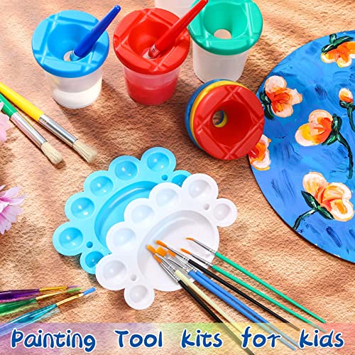 28 Pack Paint Brushes For Kids, Paxcoo Kids Paint Brushes With Paint Cups Paint Tray Toddler Paint Brushes Art Party Paint Supplies For Kids Gift Back To School Supplies #TOP6