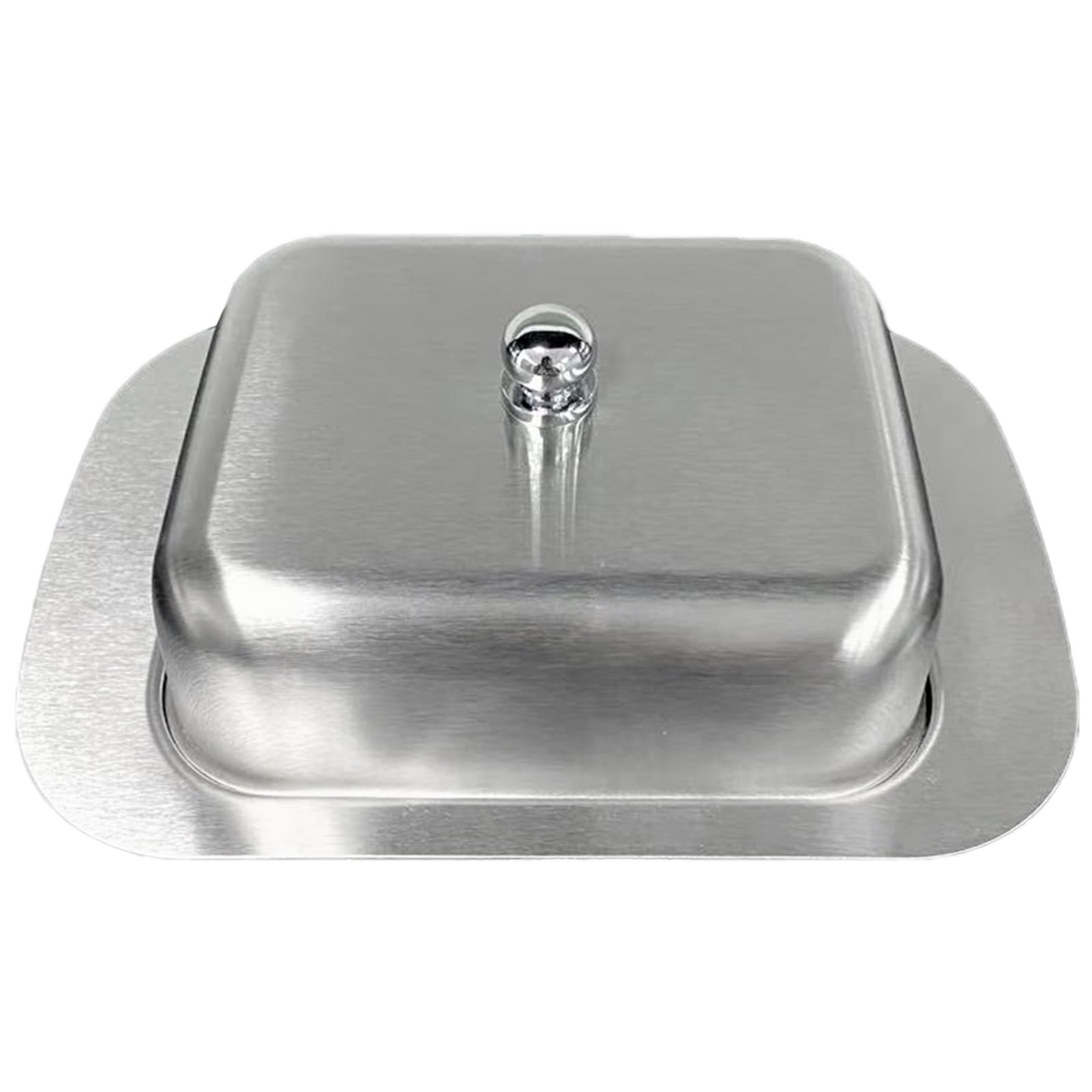 Buxuaaaa Modern Butter Server Stainless Steel Butter Tray with Cover Plate Dishes Box for Cheese Serving