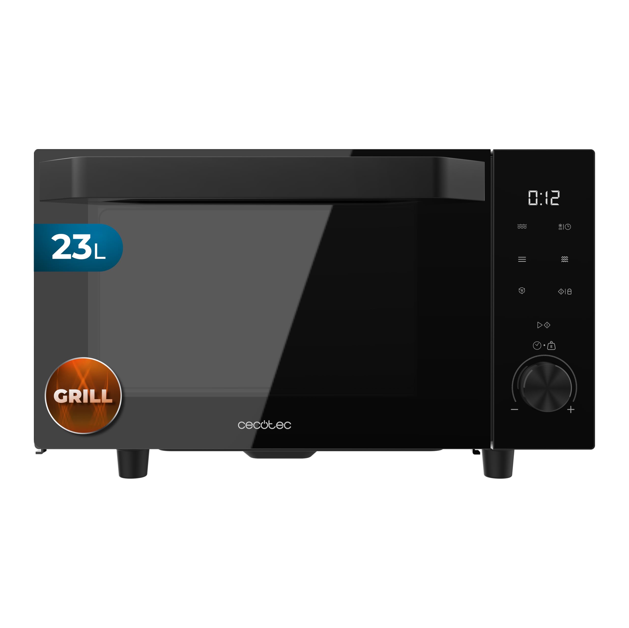 Cecotec Mikrowelle ohne Drehteller Proclean 6140 Door. 23 Liter Fassungsvermögen, 1000W + 800W, Flatbed-Design, Grill-Funktion, Abtau-Funktion, bis 95 Minuten Garzeitauswahl, mit erhöhter Flexibilität