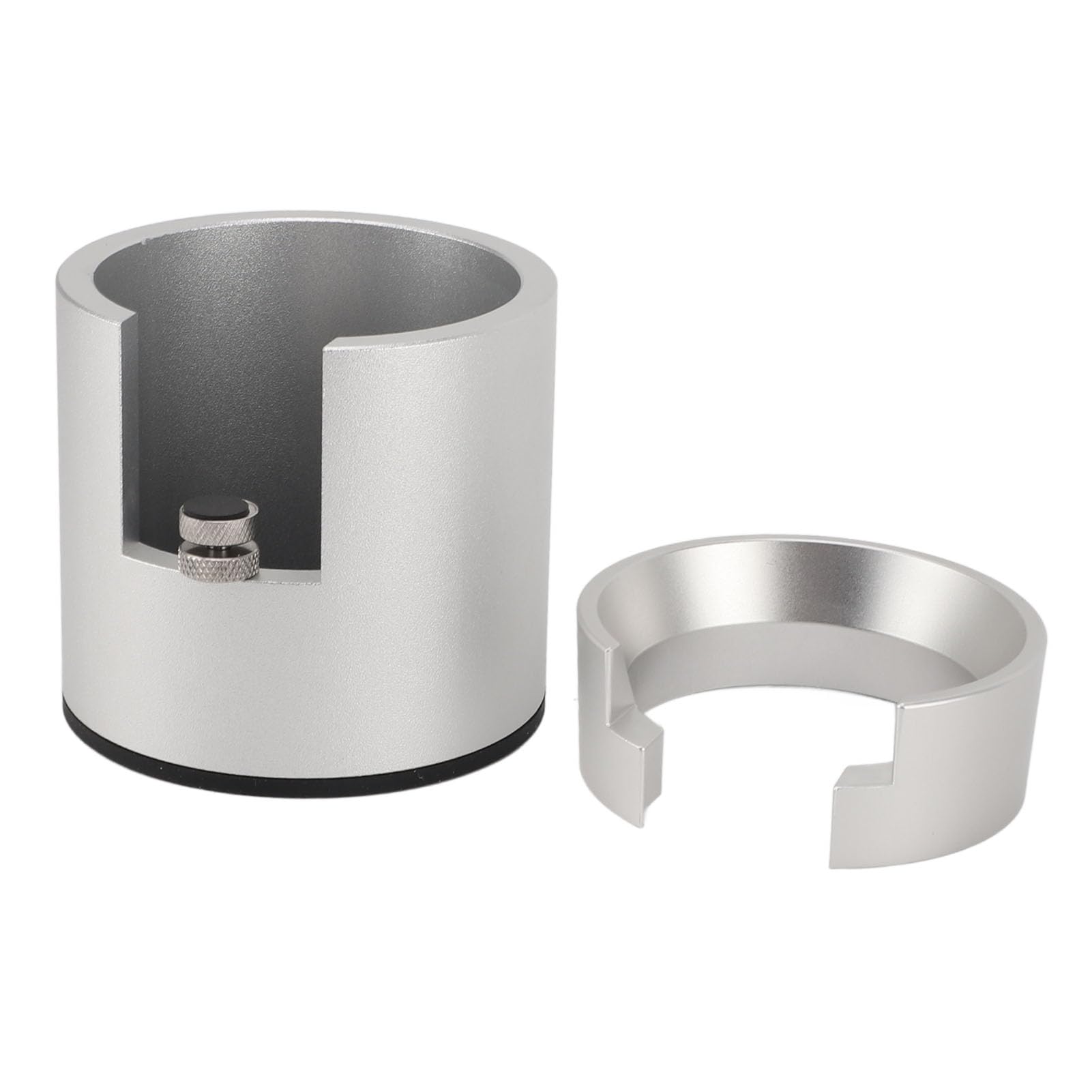Jeanoko Uchwyt na Filtr do Kawy z Lejkiem Dozującym, Stojak do Ubijania ze Stopu Aluminium do Kolby do Ekspresu do Kawy 58mm, Domowy Barista (Srebrny)