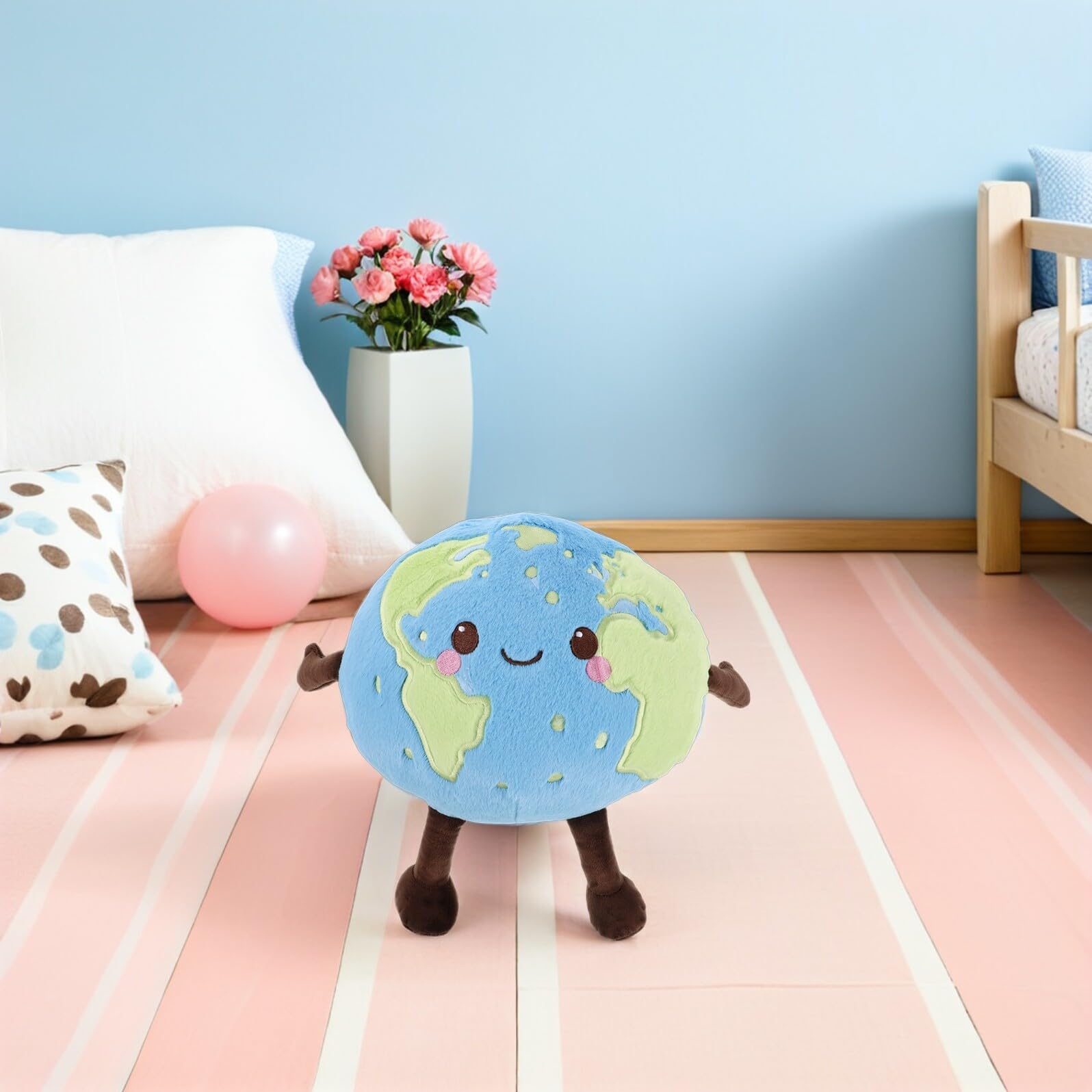 Abaodam Peluche Planète Terre Ronde en Tissu Pelucheux Doux Coussin Éducatif Scientifique pour Décoration Chambre Garçon et Filles Peluche Astronomie Spatial Anniversaire Éducatif