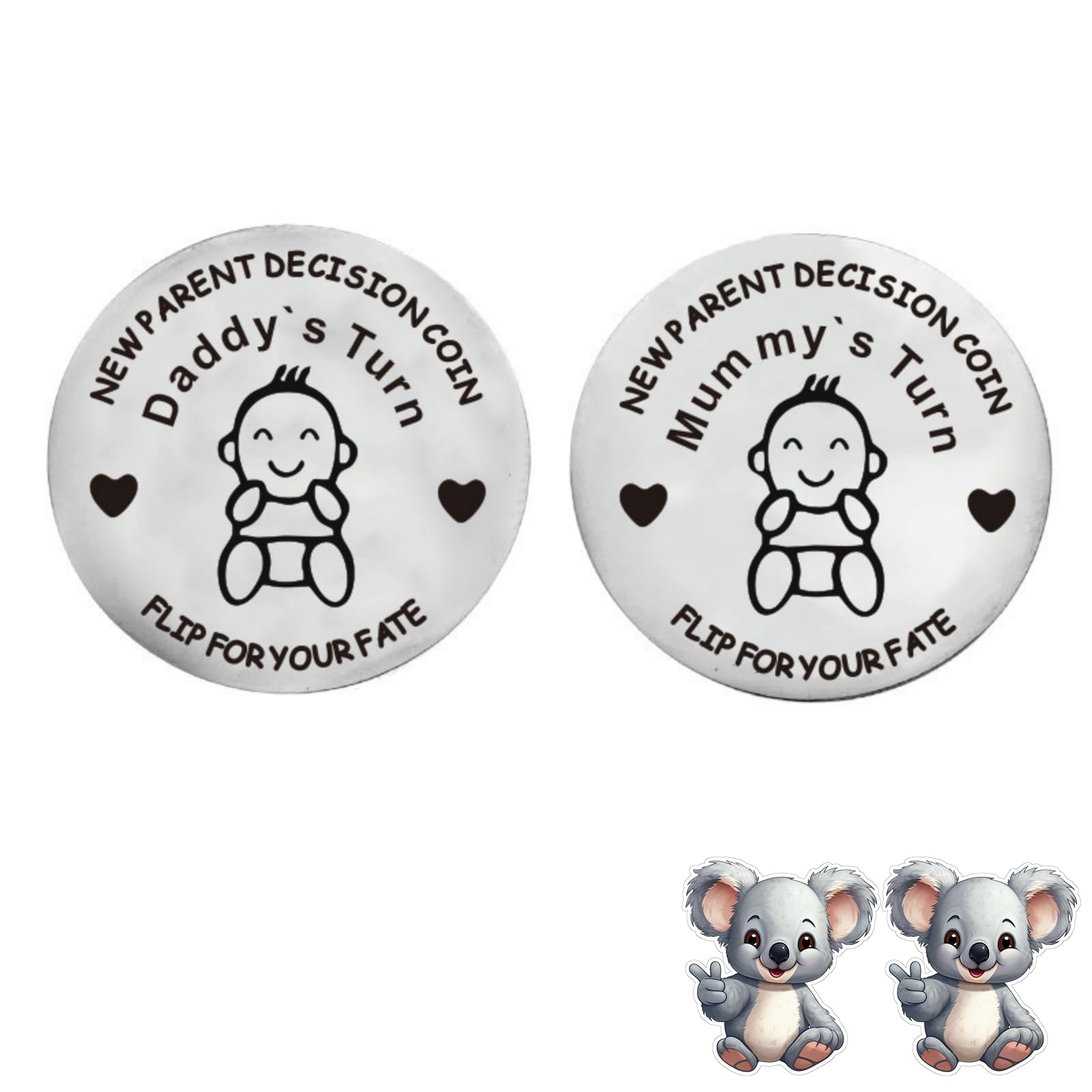 New Parent Decision Turn Coin First Time Pregnant Mom To Be And Dad Couple Funny Baby Shower Daddy Christmas Expecting Pregnancy Newborn After Birth Gift Idea Cool Boy Mommy Women Mama Present Flip 14
