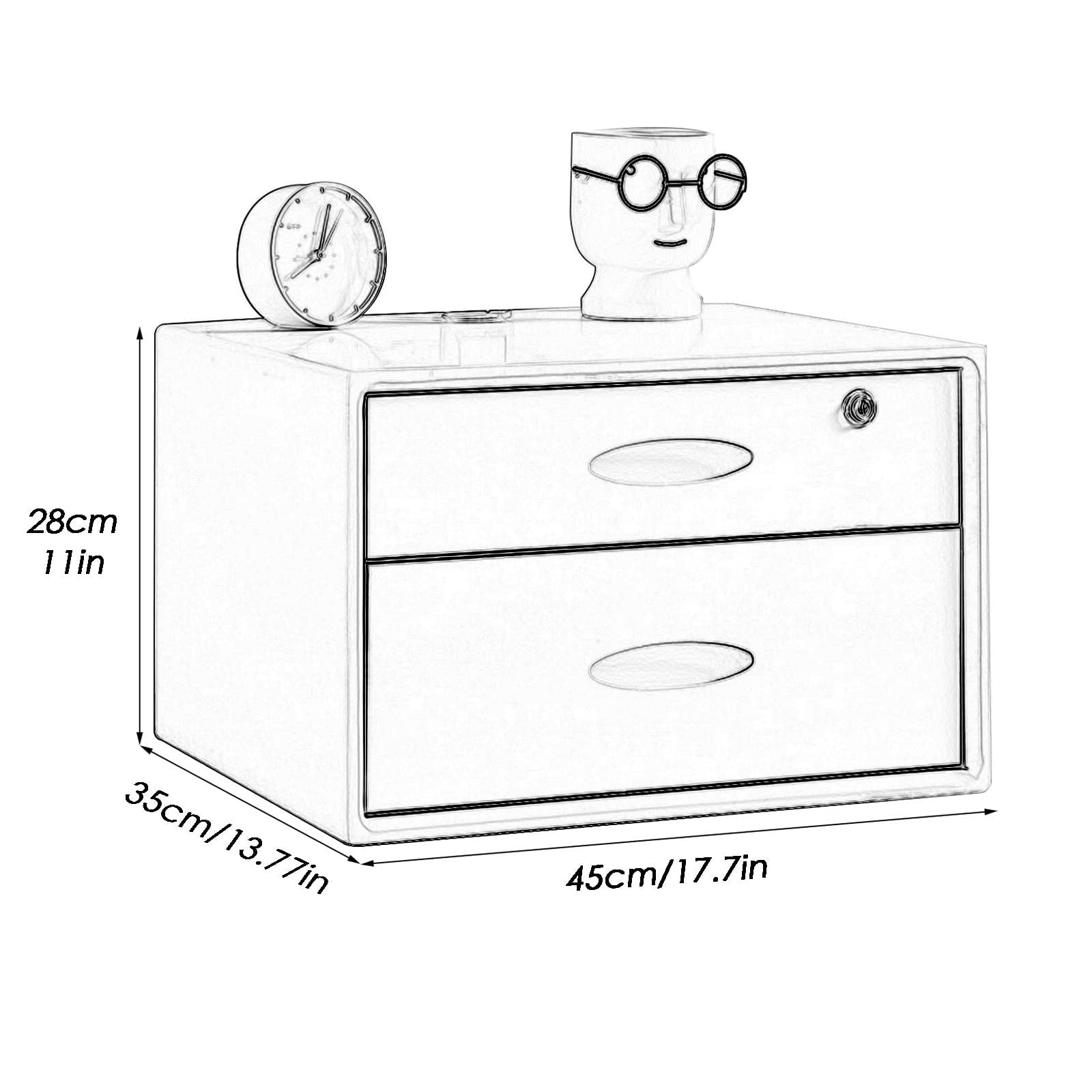 Caja de almacenamiento de madera maciza, archivador de escritorio, con cerradura, archivador plano, gabinete de cajones de escritorio, archivador de madera/gabinete de almacenamiento de escritorio/gab
