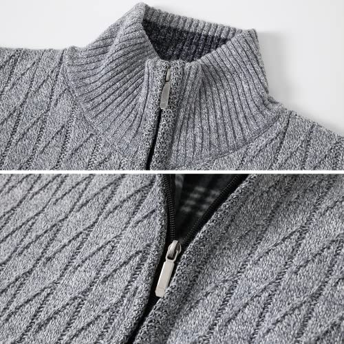 Msmsse Mens Cardigan Sweaters Full Zip Stand Collar Knitted Sweater Winter Outwear Light Grey S #TOP3