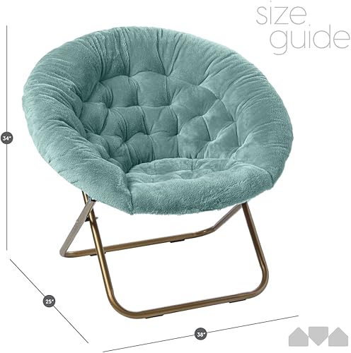 Miniatura 52 de Milliard - Silla acogedora con diseño de platillo, de pelo sintético, para dormitorio, tamaño extragrande (color blanco) Beige,Negro -,Negro +