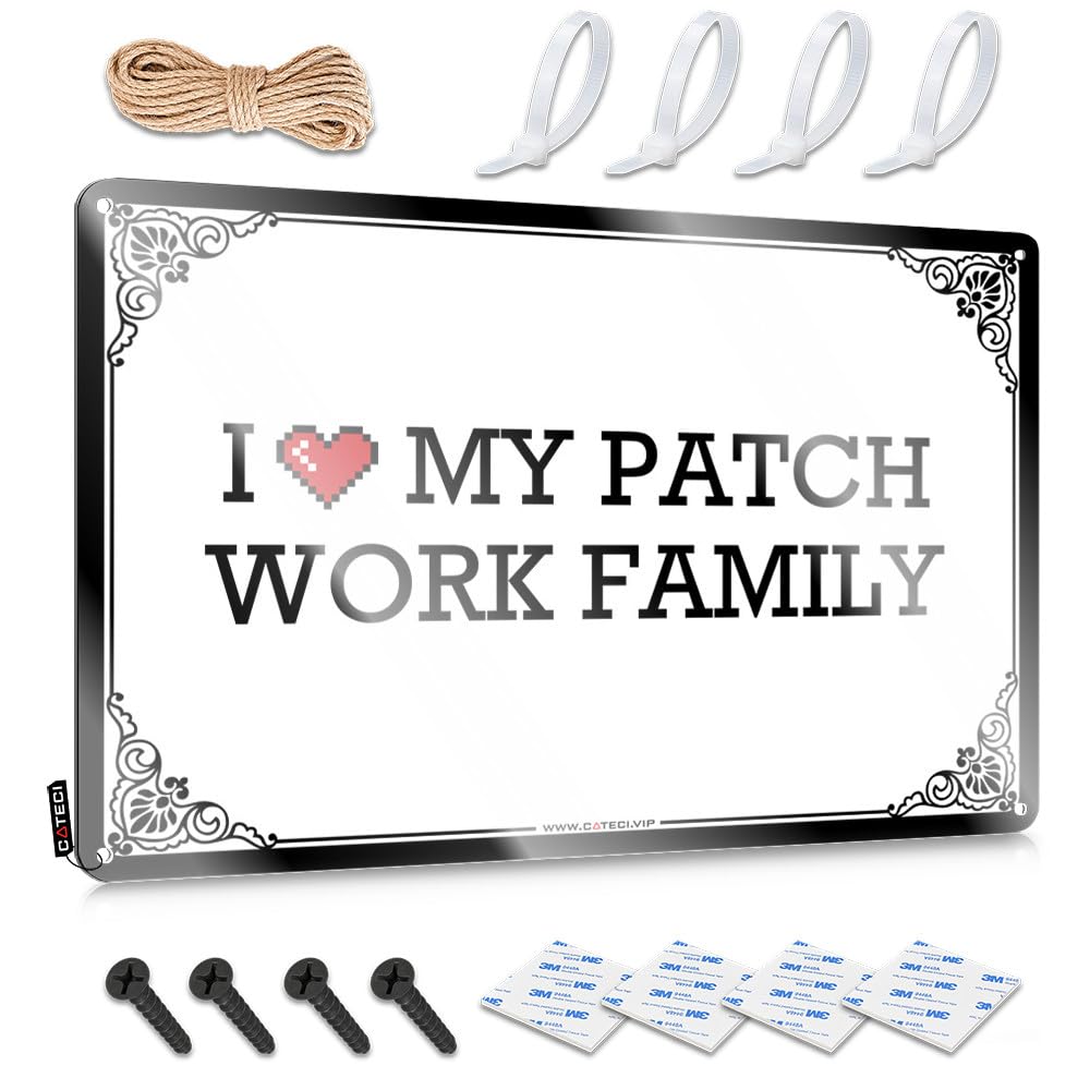 Girly Tin Sign Rustic Reusable | I Love My Patch Work Family Farmhouse Metal Wall Decor For Basement Bar Home(20X30CM)