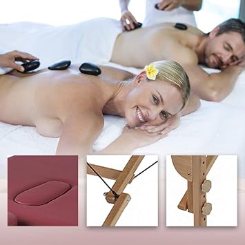 Massage Table, Massage Bed, Spa Bed, PU Portable, 84 Inch Bi-Fold Adjustable Height Massage Table Bed with Carrying Case, Facial Cradle, Salon, Tattoo Bed