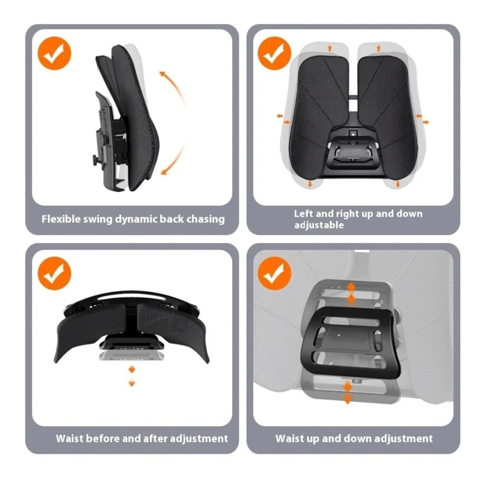 cojín del Asiento de Coche Cojín de Soporte Lumbar portátil Ajustable for Oficina Coche