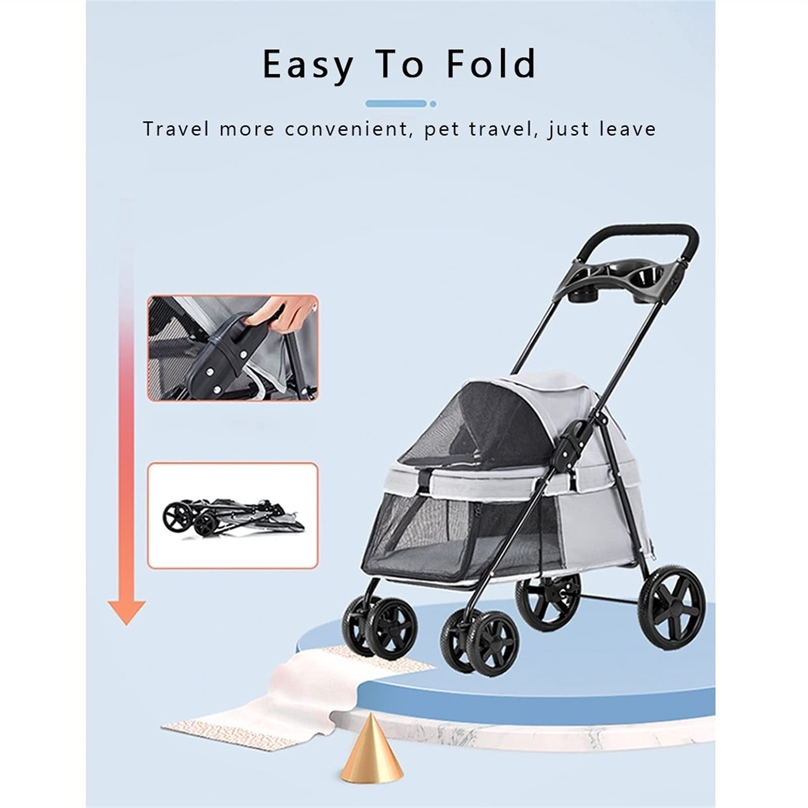 Cochecito Para Perros Pequefios, Cochecitos Para Perros Con Cubierta Lluvia, Pet Gear Cochecitos Para Gatos Perros Lujo Engranaje Mascota, Tela De Oxford, Marco De Hierro Fino ( Color : Zebra )