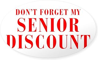 CafePress Senior Discount BOD Red Sticker Oval Car Bumper Sticker(10-Pack)
