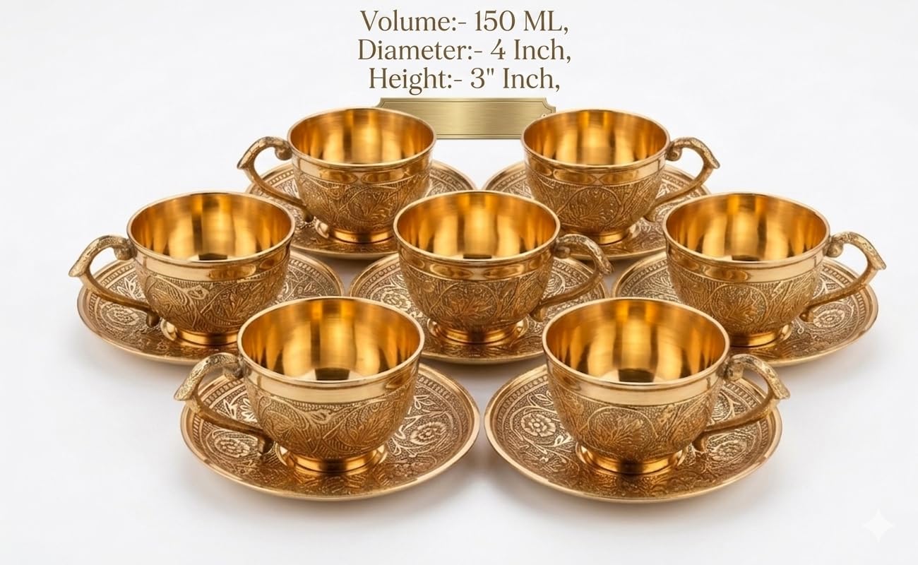 Amazon｜E-Handicrafts 真鍮カップ&ソーサー調理器具セット 6カップ&6 