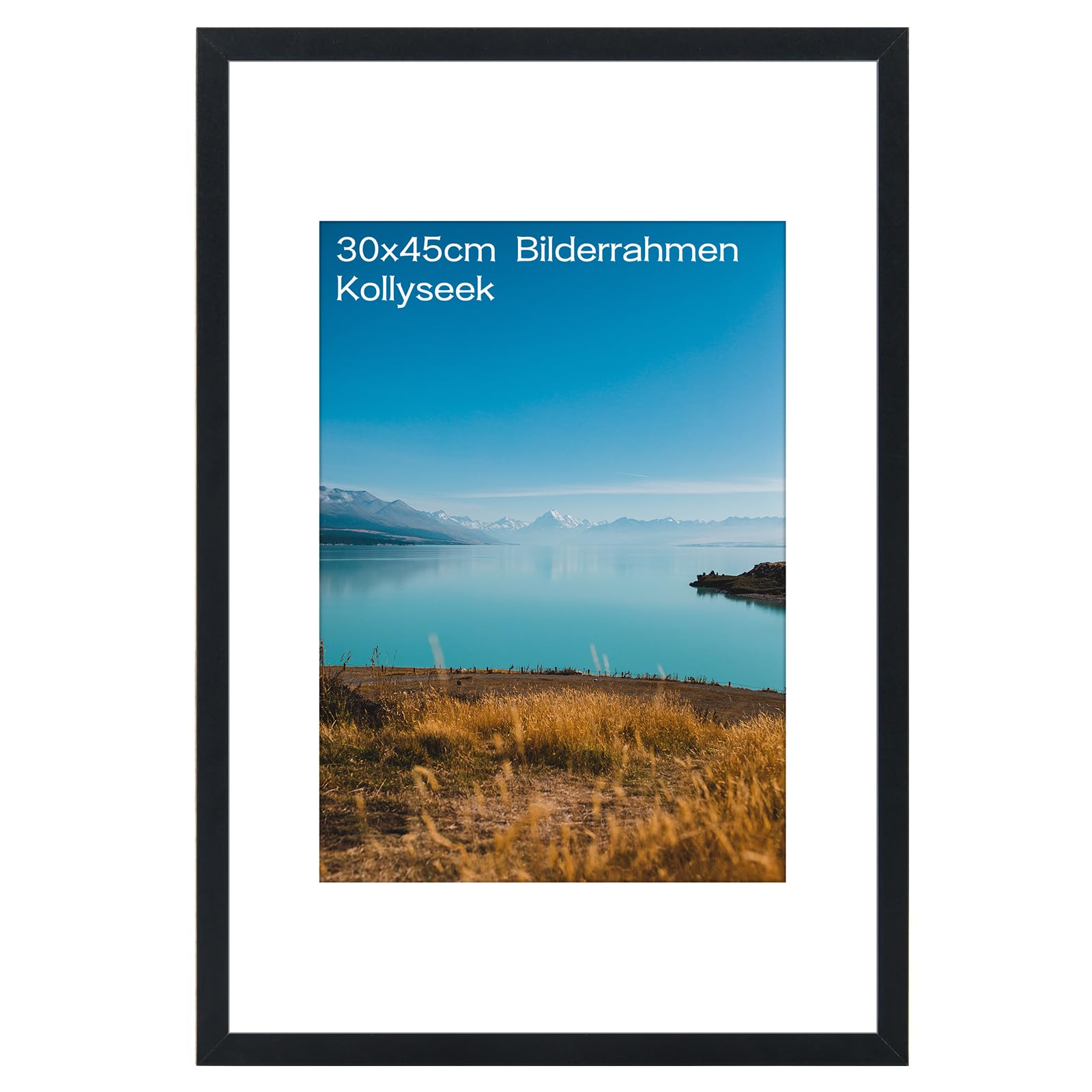 kollyseek 30x45cm MDF Picture Frame with Acrylic Glass and White Mount 12x18 in Display Photo Frame Decorative Poster Frame with Wood for Desktop/Wall Mounting (Black) — image 1