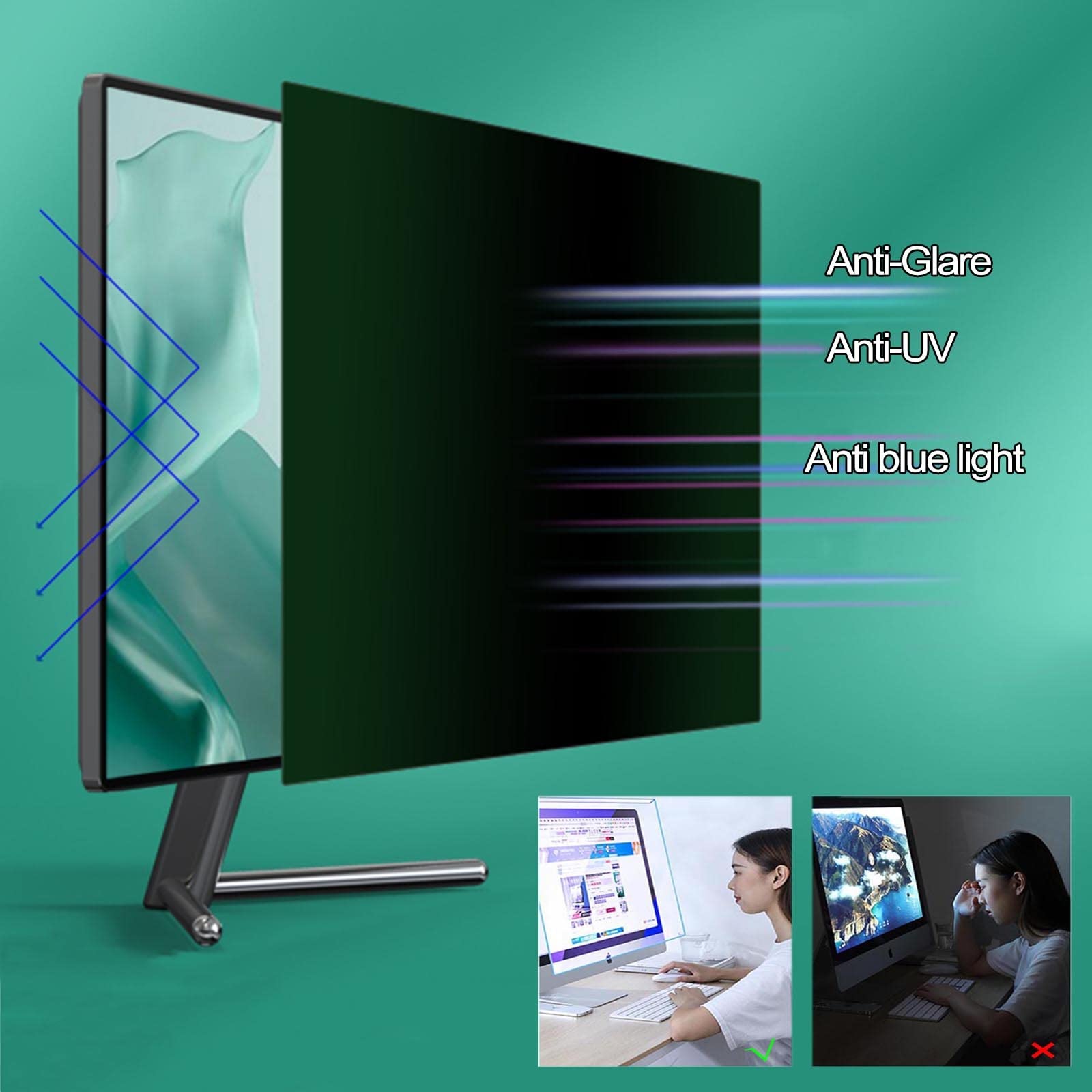 LIGUOYI Colgando Filtro De Privacidad, Protector De Pantalla Premium para Computadoras, Antirreflectante, Antis Luz Azul Filtro De Pantalla, Antis-arañazos, Proteger Privacy, Reutilizable