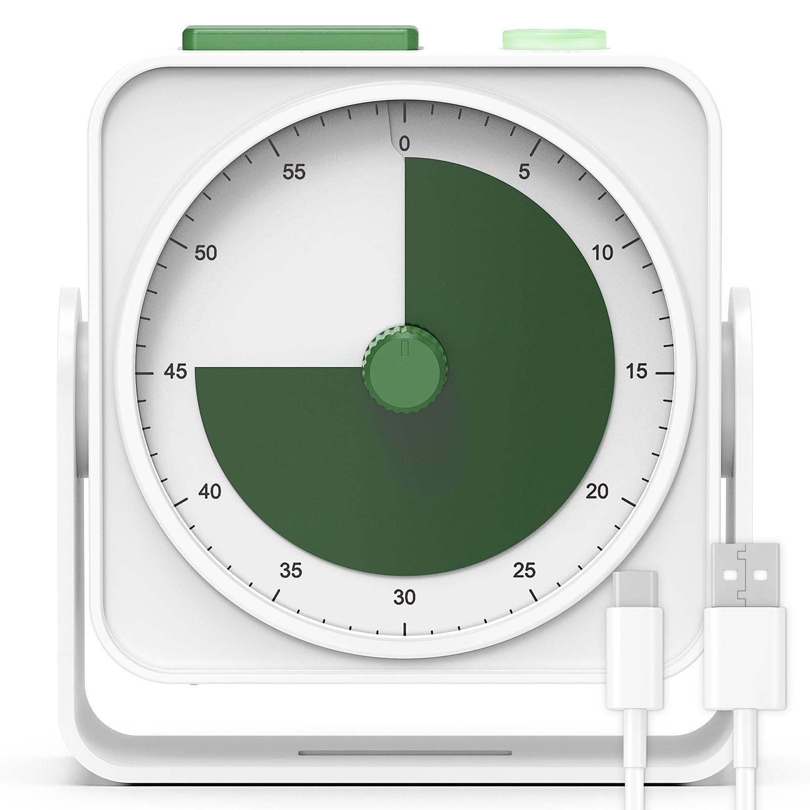 Visual Time 60-Minute for Classroom Countdown Stopwatch Timer, w/Adjustable Stand for Homeschool Supplies Study Time Management Tool, for Desk Office Work Meetings, Mute Function, White-image-44