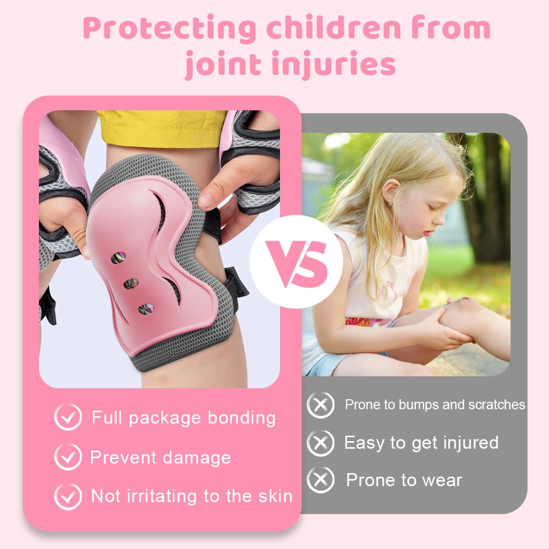 Ginocchiere per bambini, 6 in 1, per ragazzi e ragazze, set di protezioni per il polso per bambini di per pattinaggio, ciclismo e skateboard