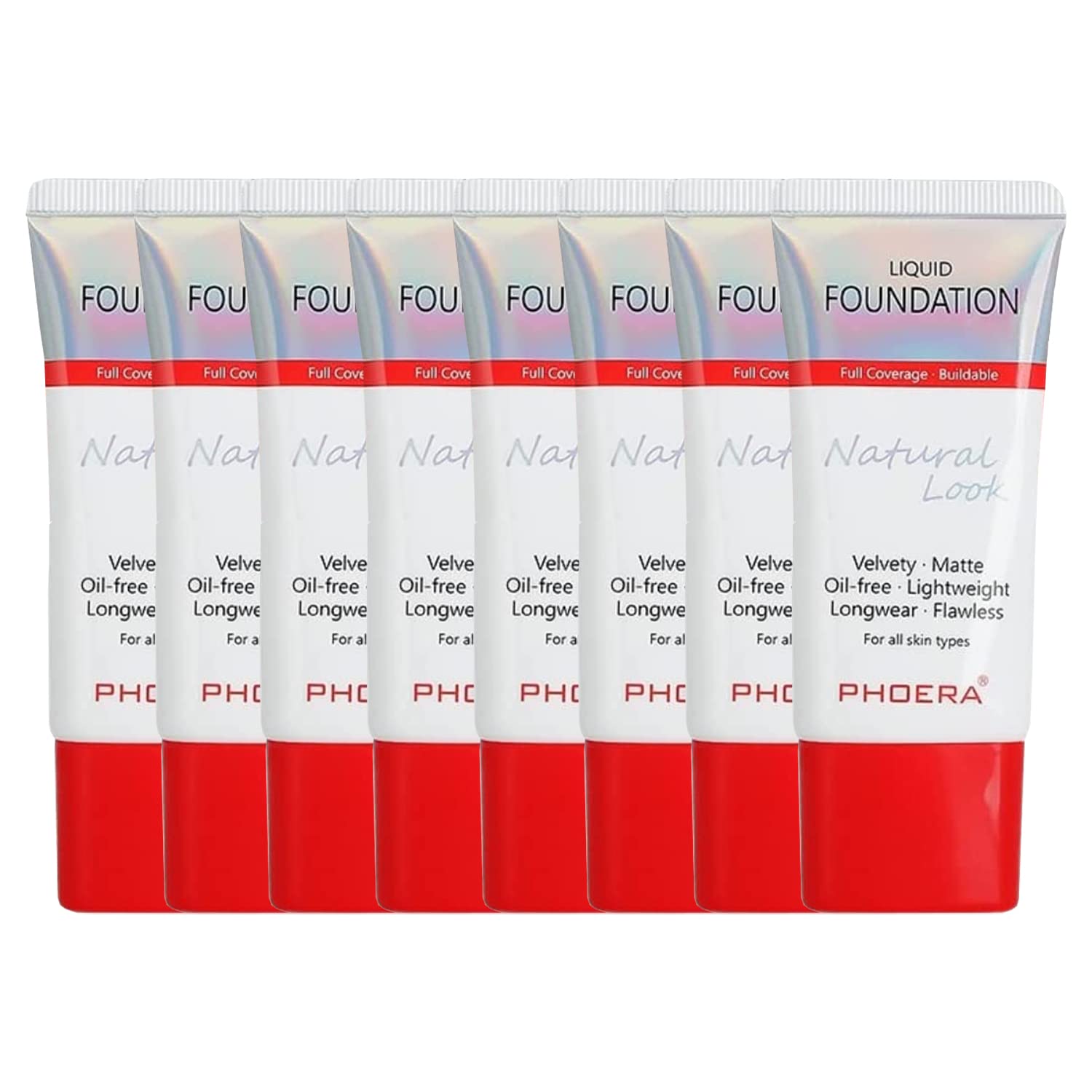 Glamza Phoera Fond de teint couvrant complet – Contrôle de l'huile longue durée 24 heures – même fond de teint emballage plus intelligent – Avec 8 éponges de fond de teint de 30 ml et éponge en