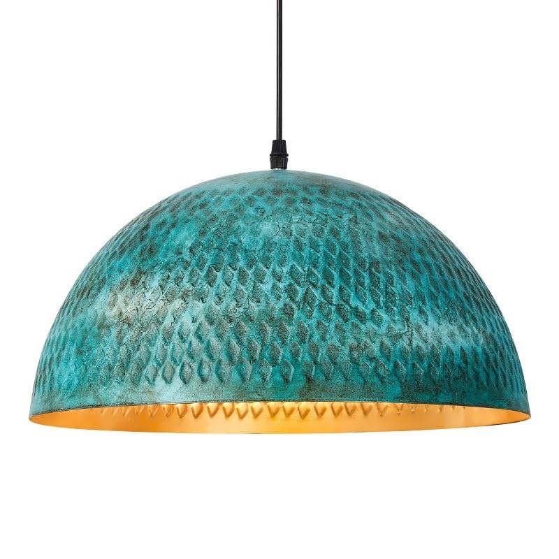 Lampe suspendue dôme vert rétro industriel E27 lustre réglable salon - 2