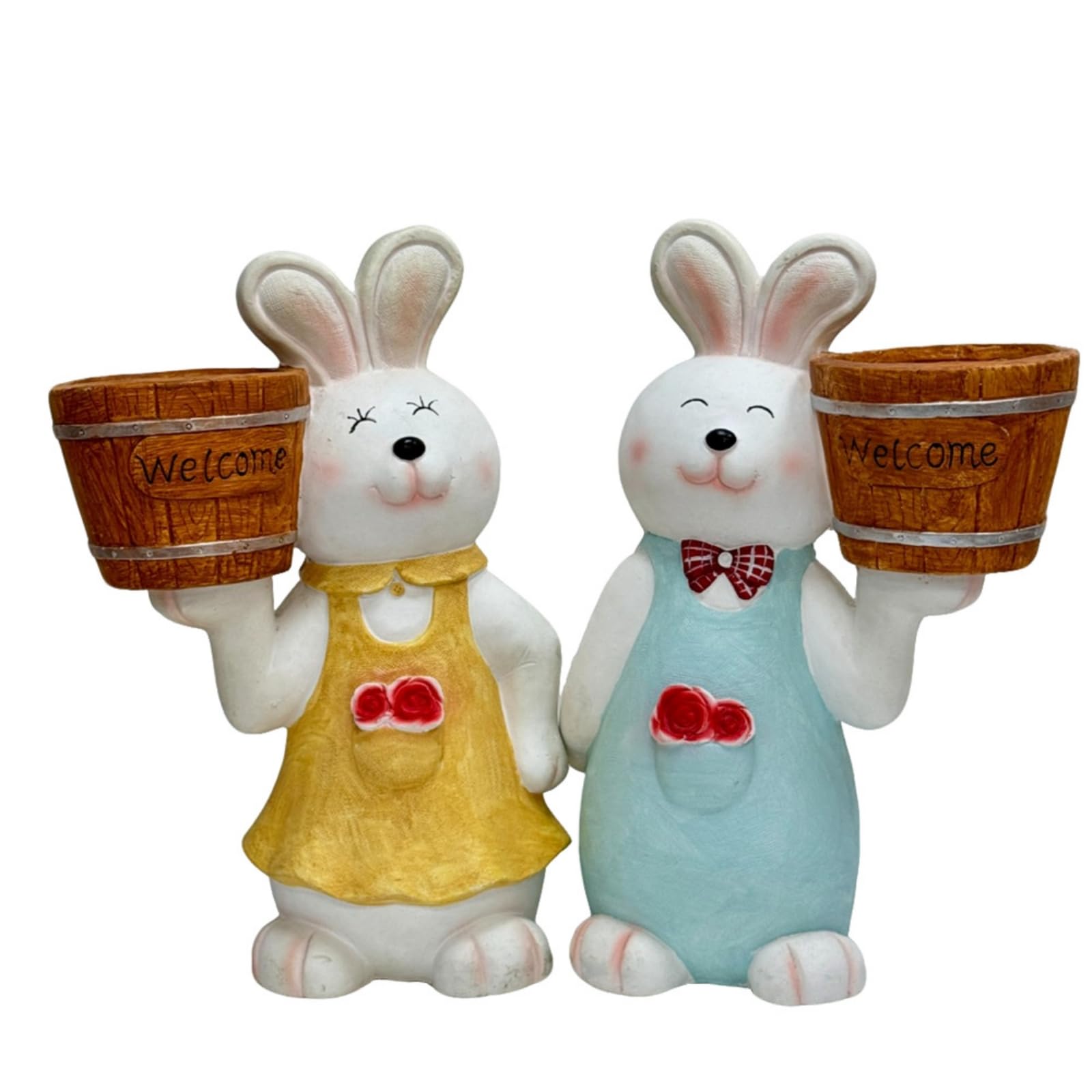Figur mit Blumentopf detailreich Gartenfigur Hase mit Pflanzkübel verspielt Blumentopf für Gartenliebhaber, Eingangsbereich