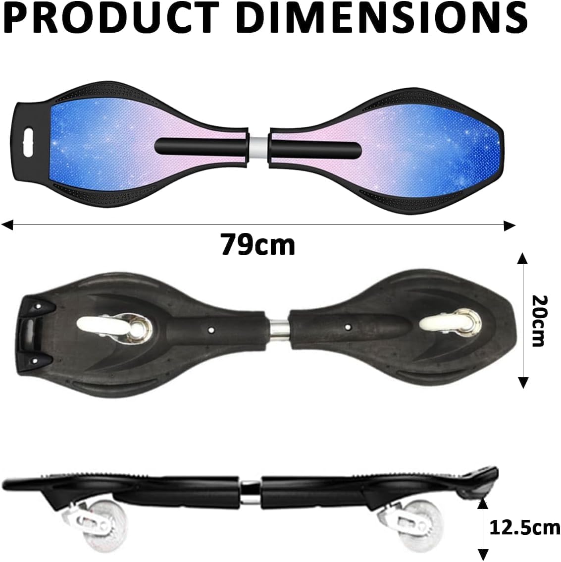 ERNAN Caster Board, Street Surfing, Waveboard, beleuchtete LED-Räder, Skateboard, Jugendrollenbrett mit leuchtenden Rädern für Kinder/Jugendliche.