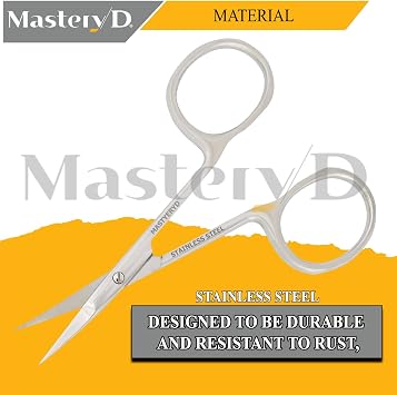 3.5 Cuticle Scissors Fine Curved Blade Left Hand Professional Cuticle Scissors Stainless Steel Manicure Pedicure Care Tools Nail Beard, Eyebrows, Eyelash, Fingernail, Toenail, Mustache Trim