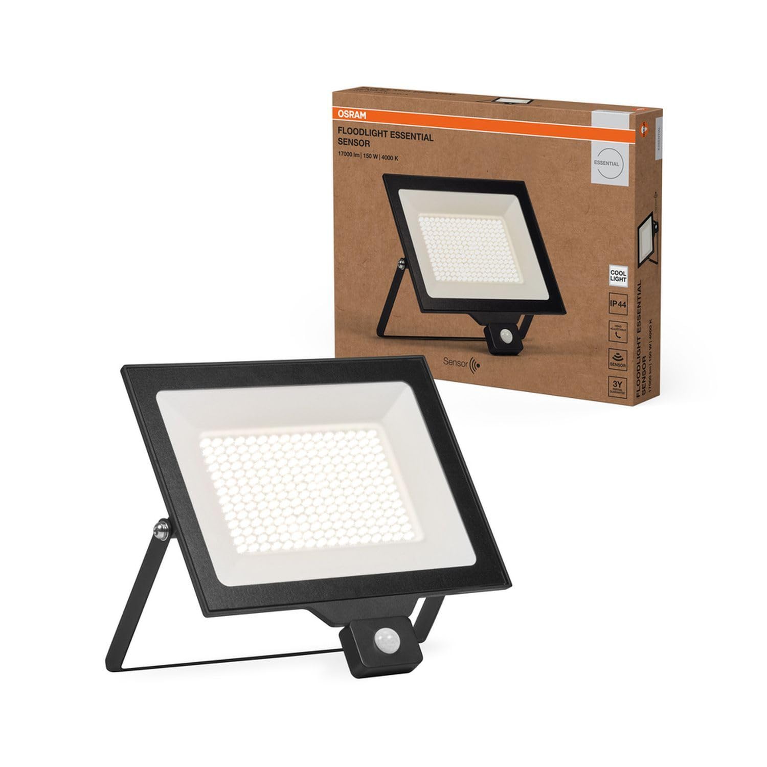 Licht-Erlebnisse LED Außenstrahler mit Bewegungsmelder Aluminium Schwarz 4000 K IP44 Außen Fassade Hof Einfahrt Garage L:33.7 cm Spot Haus