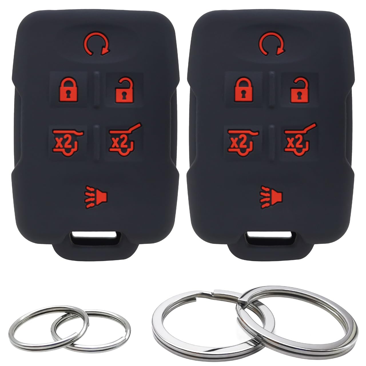 Qty(2) Black Silicone Key Fob Cover Case Jacket Protector For Chevrolet