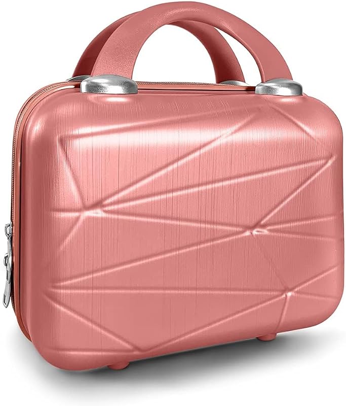 Necessaire de maquiagem GigabitBest com carcaça rígida, fechamento com zíper e alça, H003-Pink-12 Inch