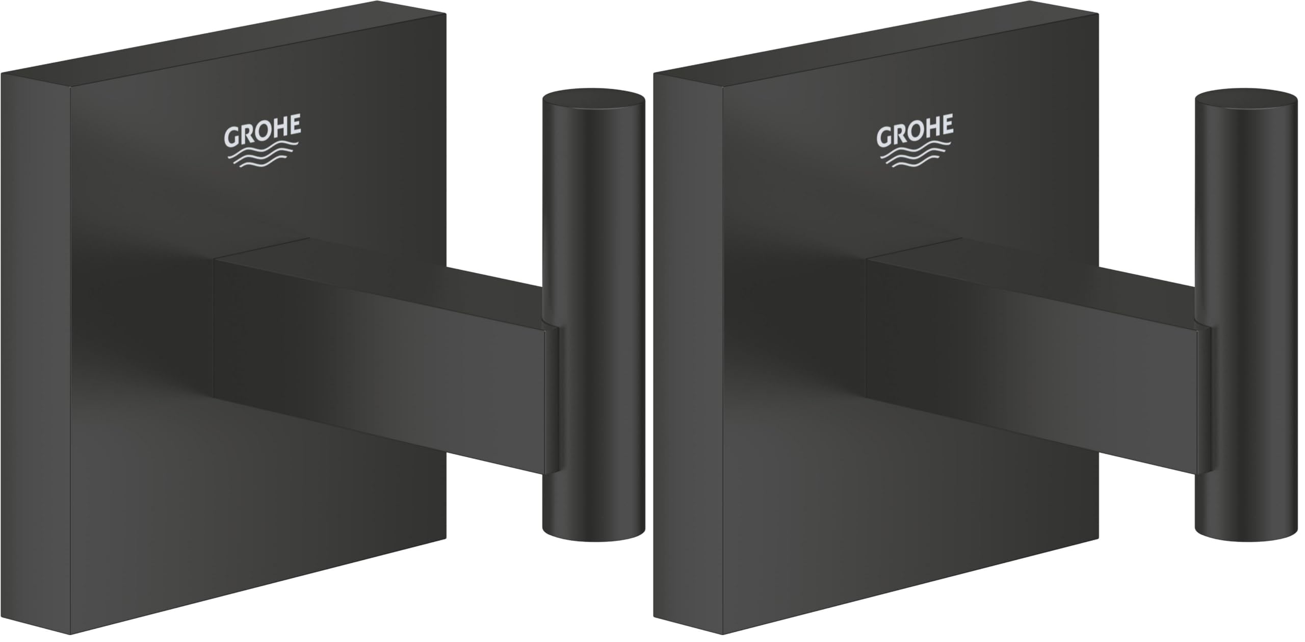 Patère murale GROHE noire à coller sans percer avec fixation cachée