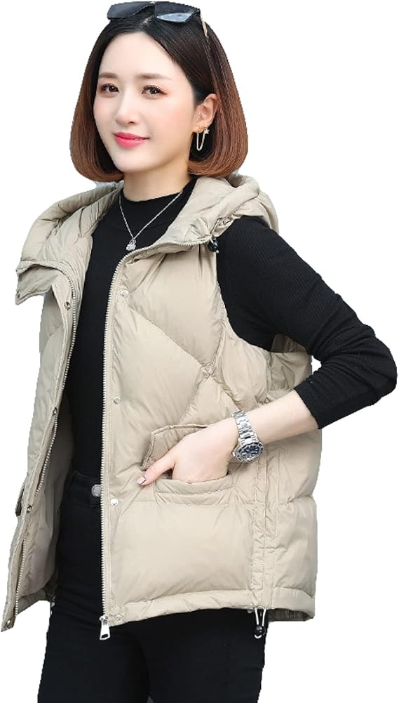 Amazon ダウンベスト レディース ショート 春秋冬 インナーダウンベスト 着やせ 暖かい 防寒対策 アウター ノースリーブ 中綿ベスト ダウンコート 光沢感 ライトダウン おしゃれ フード付き ジャケット クリスマス 通勤 ベスト 通販