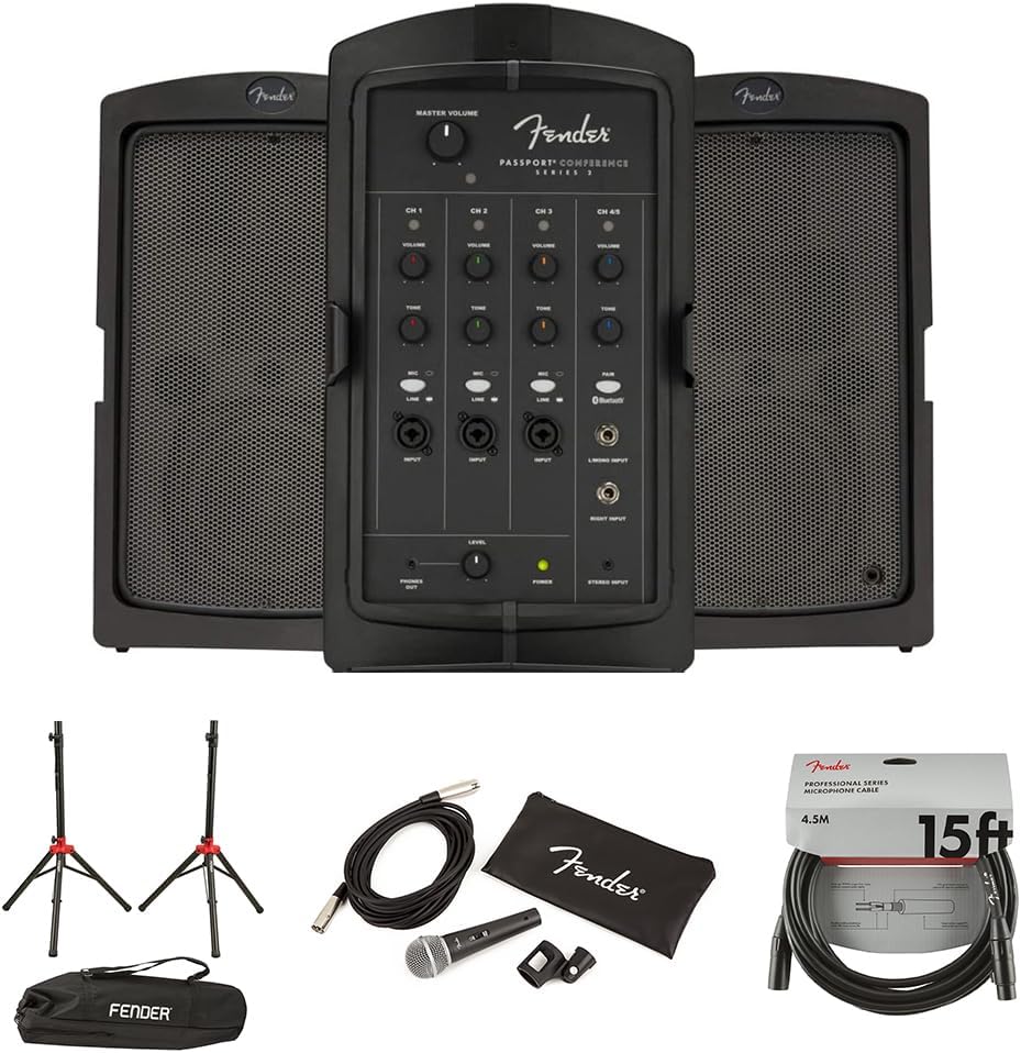 Fender Passport Conference Series 2 Portable 175W Powered PA System Bundle with