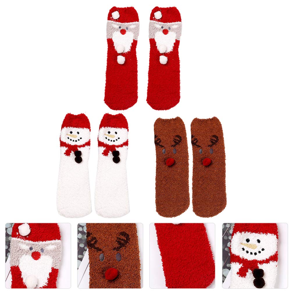 IMIKEYA 6 paia Calzini Di Natale In Corallo Pile Calze Termiche Design Del Cartone Animato Protezione Freddo Comodi Morbidi per Famiglie