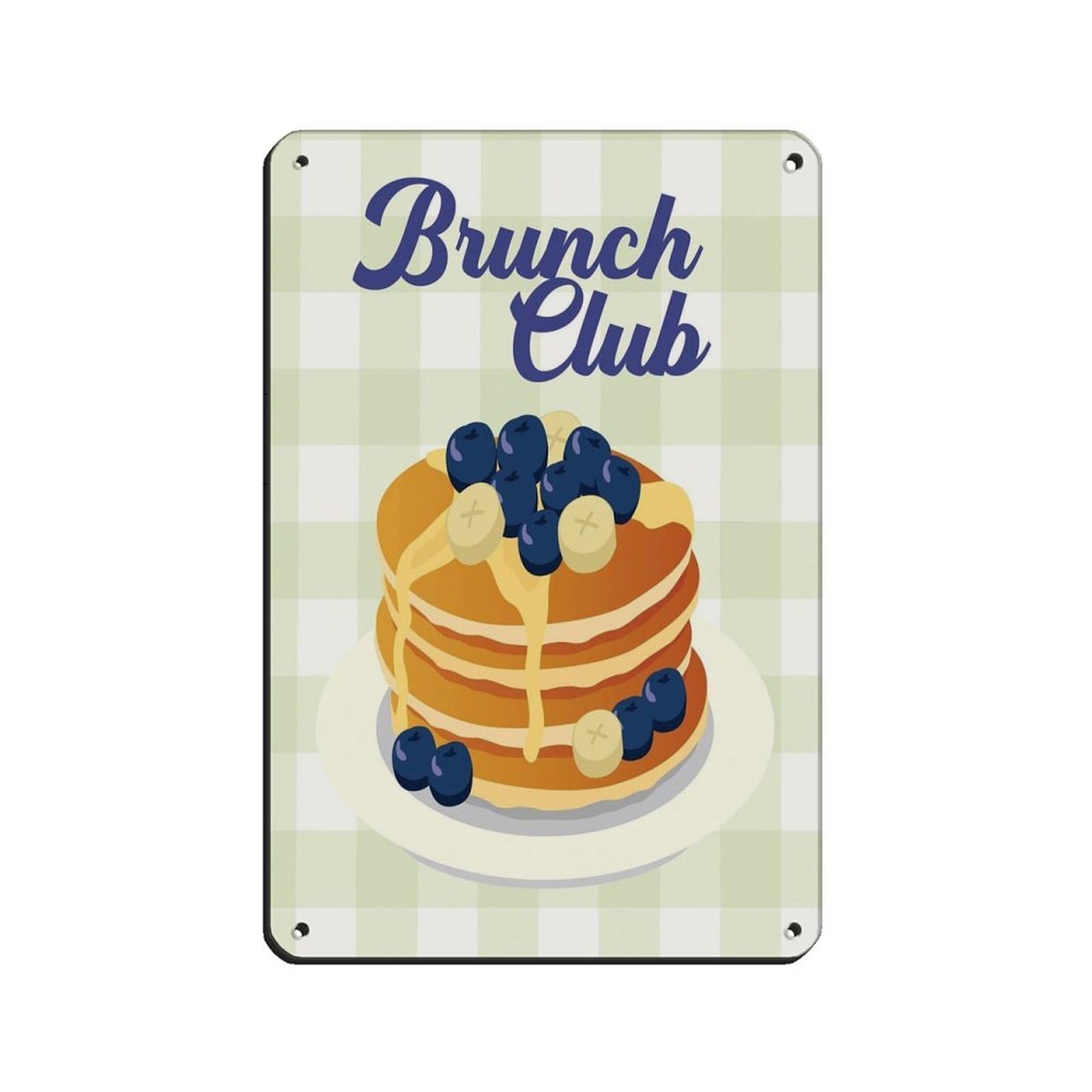 Brunch Club, American Pancakes Breakfast Tin Sign Vintage Metal Pub Club Cafe Bar Home Wall Art Decoration Poster Retro 8x12inch(20x30cm)