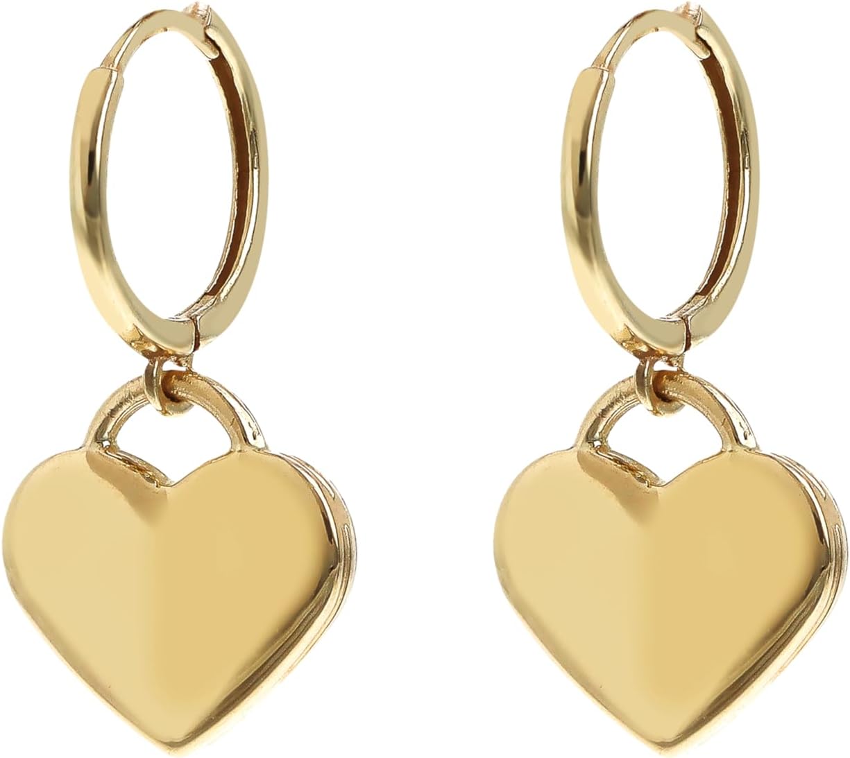 MILOR 9K Gold Heart Charm Hoop Earrings for Women – Hypoallergenic Italian Jewelry – Made in Italy – Elegant Gold Hoops – Gift for Birth, Baptism, Communion or Special Occasions