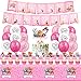 Paw Dogs Patrol Geburtstag Deko,Kindergeburtstag Set,Einschließen Tischdecken,Paw Dog Patrol Luftballons,Happy Birthday Banner,Cake Topper,Paw Dogs Patrol Pink für Geburtstagsdeko Mädchen