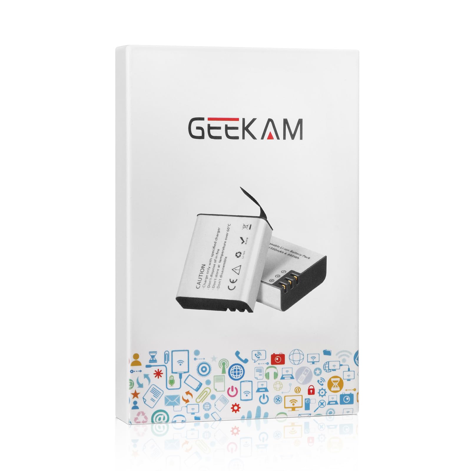 Akumulator Action Cam, 2-pak baterii 1350mAh do AKASO EK7000/Brave 4/V50X, Apexcam, COOAU, Dragon Touch, Crosstour, Campark, APEMAN, Surfola, Exprotrek, S009R, PG1050