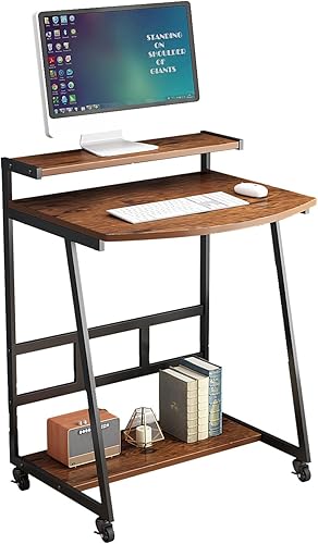 Miniatura 1 de ALISENED Escritorio para computadora portátil, escritorio de pie pequeño, escritorio de oficina en casa para espacios pequeños, mesa de escritorio