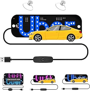 LED Light Sign for Car, Taxi Sign Light Windshield Led Sign Car LED Decal with Suction Cups USB Plug for Cars, Trucks, SUVs(Blue)