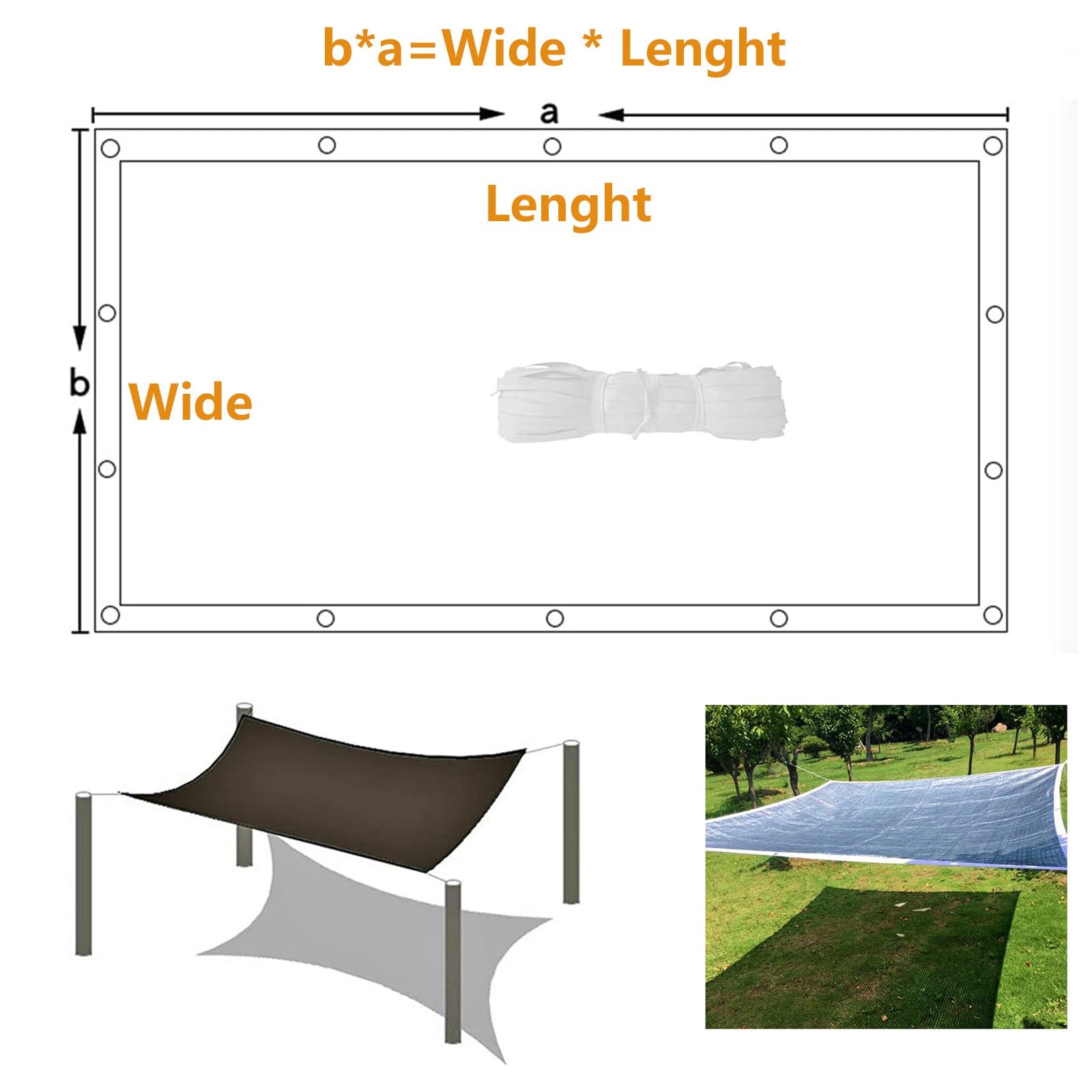Odblaskowy baldachim przeciwsłoneczny z folii aluminiowej, 75% filtr przeciwsłoneczny, do ogrodu, na patio, samochód i pies, oddychający, odporny na deszcz, pokrowiec na rośliny, do użytku na zewnątrz