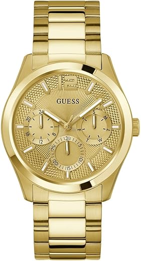 GUESS Mens Stainless Steel Analog Champagne Dial Watch-Gw0707G3, Band Color:Gold