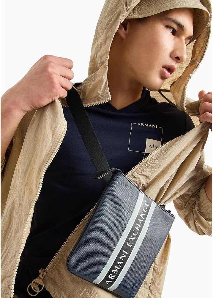 Armani Exchange Mens Slim Fit V Neck Cotton Stretch Logo Tee - Image 5