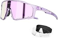 KAPVOE K76 Polarized Cycling Glasses Men Women - 3 Interchangeable Lenses TR90 MTB Sunglasses for Running Biking