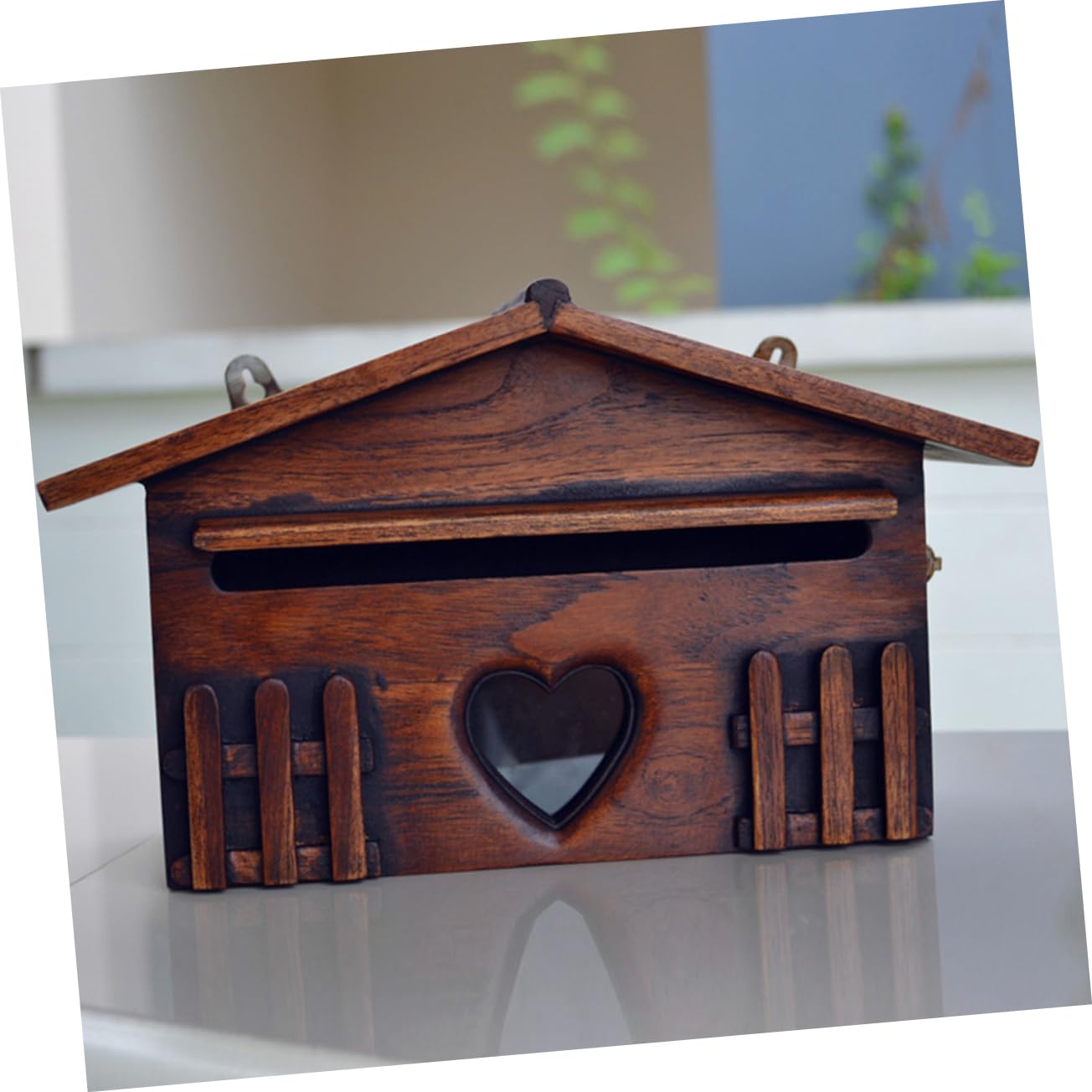 Holzbriefkasten in Hausform für Außen, Regendicht, 1 Stück