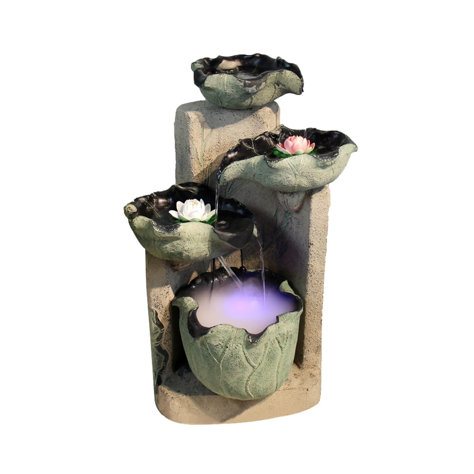 Laghetto Da Tavolo Con Cascata E Luce LED, Diametro 30 Cm - Fontana Decorativa Per Interni, Ufficio, Soggiorno, Balcone, Ideale Per Relax E Meditazione